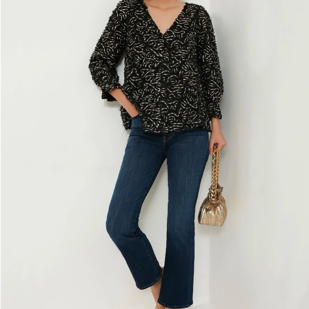 Black Organza blouse with Gold detail